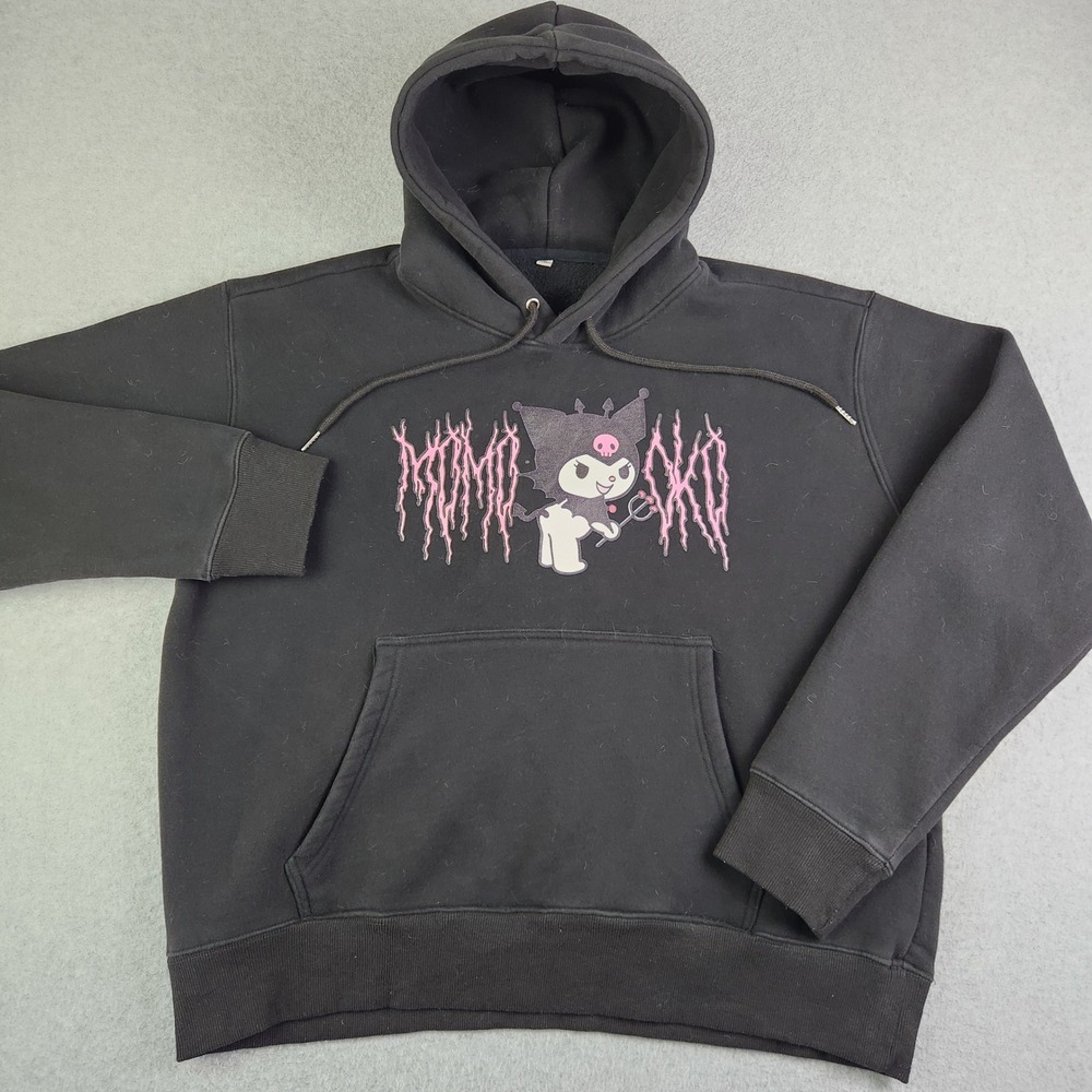 Sanrio Hoodie Unisex XXL Black Kuromi Momo Oko Graphic Metal Style Pullover
